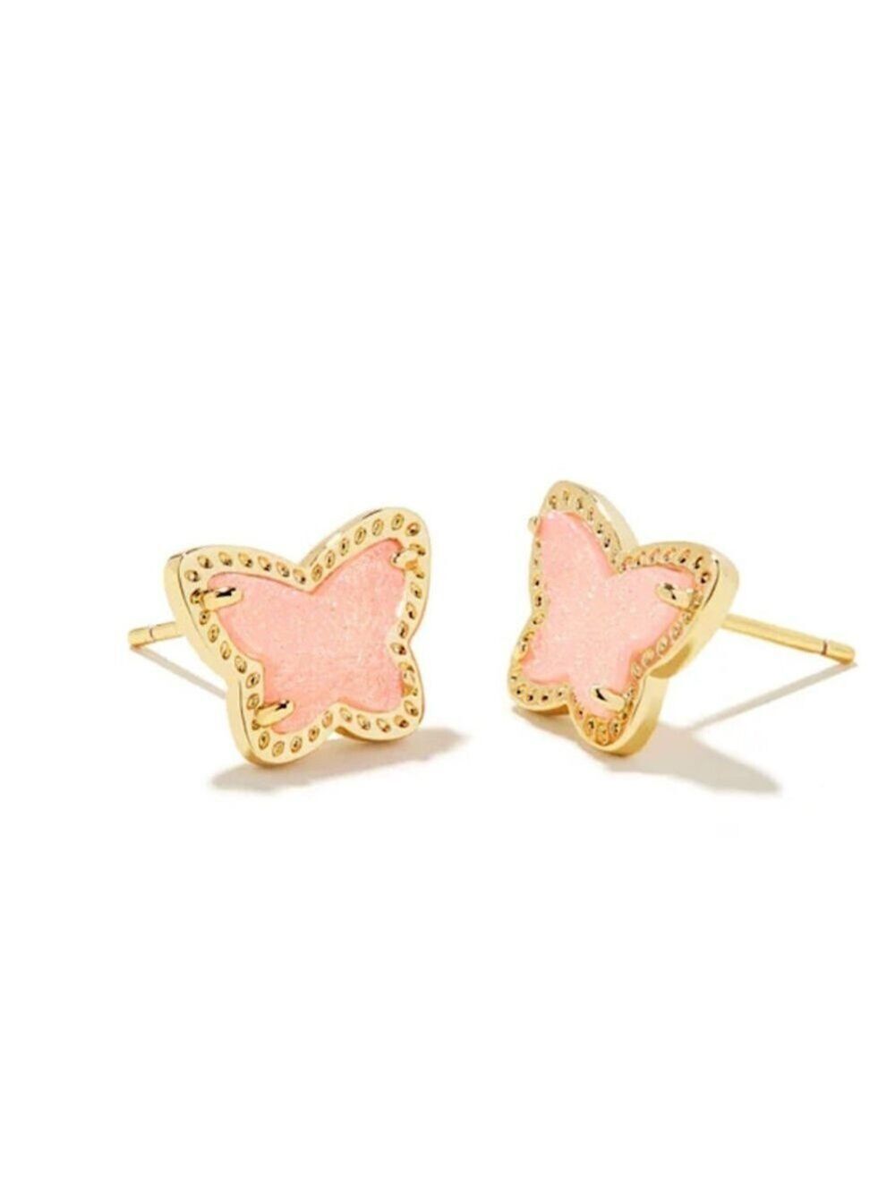 Kendra Scott Lillia Stud Earrings In Light Pink Drusy New